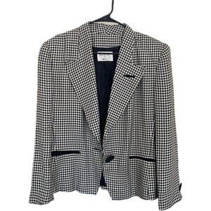 Vintage Kasper For A.S.L. Womens Houndstooth Blazer Size 16 Black & White